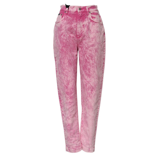 Dolce & Gabbana Pink Tie Dye High Waist Tapered Denim Jeans PAN76542-38