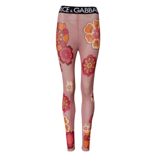 Dolce & Gabbana Pink Floral Leggings Stretch Waist Pants PAN76543-36