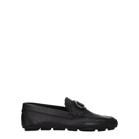 Valentino Garavani Black Leather Slip-On Loafers 1728,75667636384,Black,EU40.5/US7.5,EU40/US7,EU41.5/US8.5,EU41/US8,EU42/US9,Loafers - Shoes,Men,New with tags,Shoes,Slip-On Loafers - Loafers - Shoes,Valentino Garavani