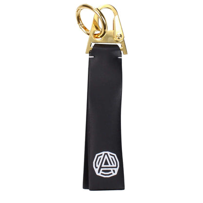 Ambush Black Leather Keychain with vintage effect and logo, MPN BMNF003S22LEA0011076, product code F83877, stylish accessory.
