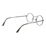 Andy Wolf Gray Unisex Glasses Frame, round full-rim metal eyewear with demo lenses, side view.