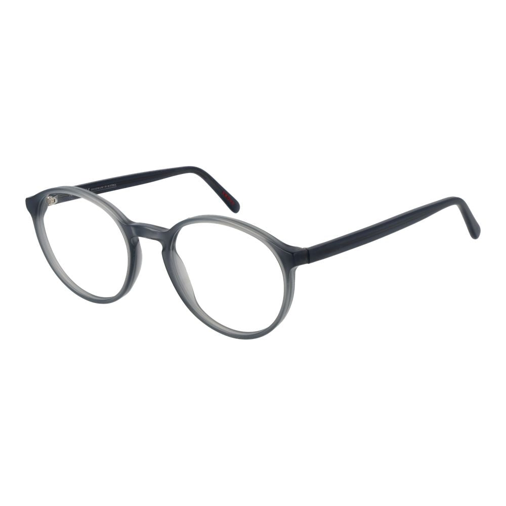 Andy Wolf Gray Unisex Glasses Frame, full-rim acetate in grey with panto style, 53mm lens width, includes branded case.