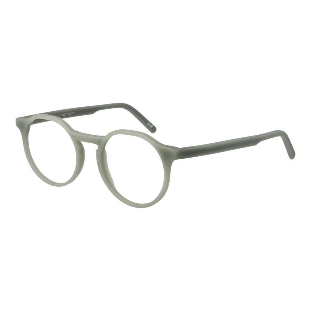 Andy Wolf Gray Unisex Glasses Frame in full-rim acetate with demo lenses, style panto. Includes branded case, size 50-18-145.