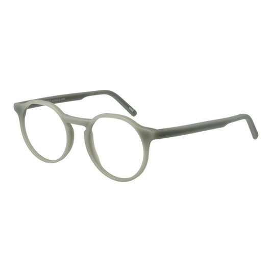 Andy Wolf Gray Unisex Glasses Frame in full-rim acetate with panto style, demo lenses, and branded case; lens width 50mm, temples 145mm.