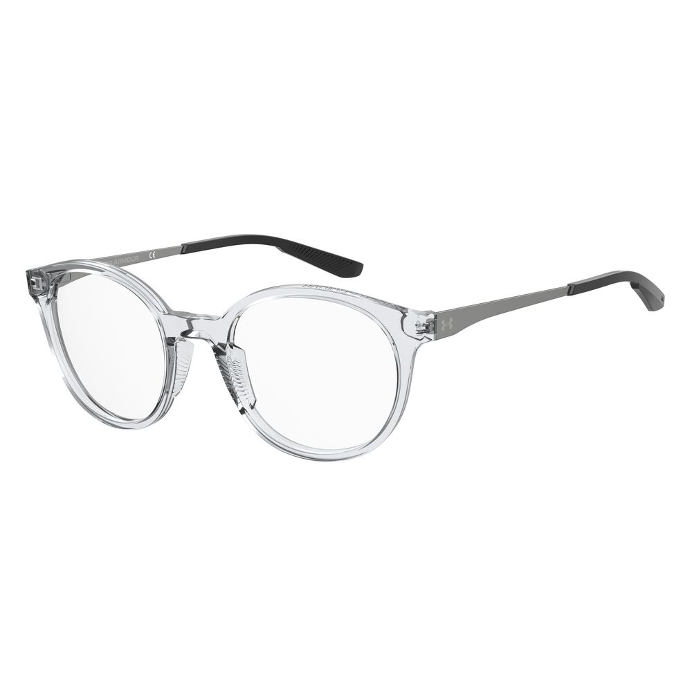 Under Armour Transparent Acetate Frames in clear acetate material with a lens size of 50mm, bridge size of 20mm, and temple size of 140mm.