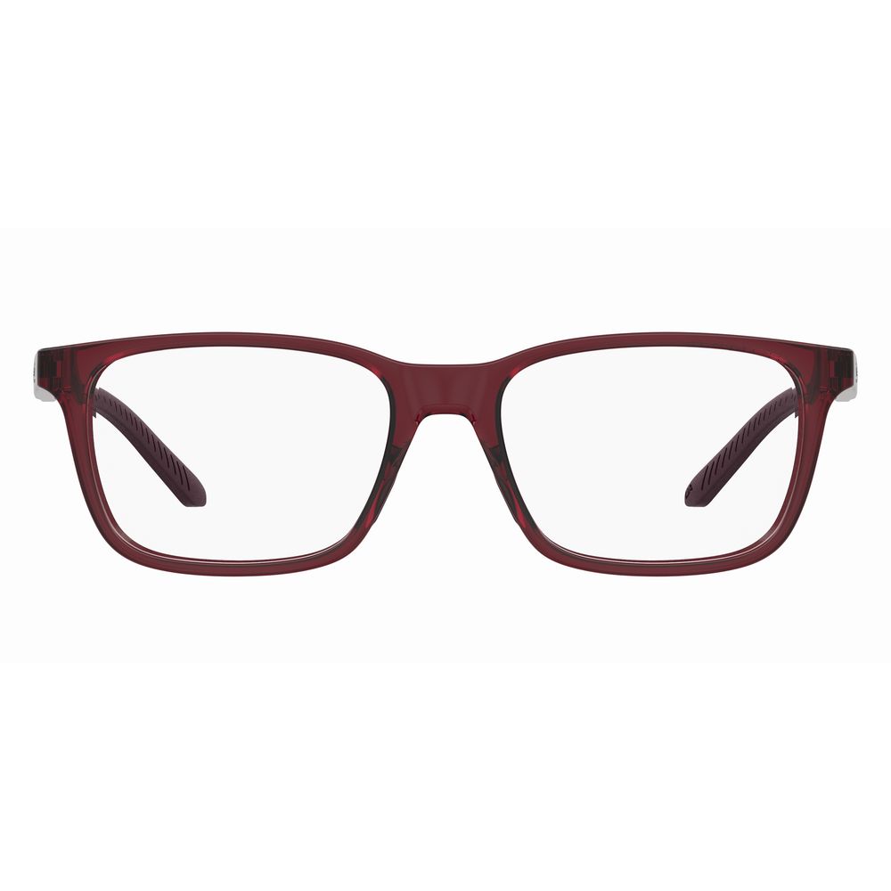Under Armour Transparent Resin Frames in burgundy color, featuring resin material and dimensions 54/17/140 mm, designed for women.
