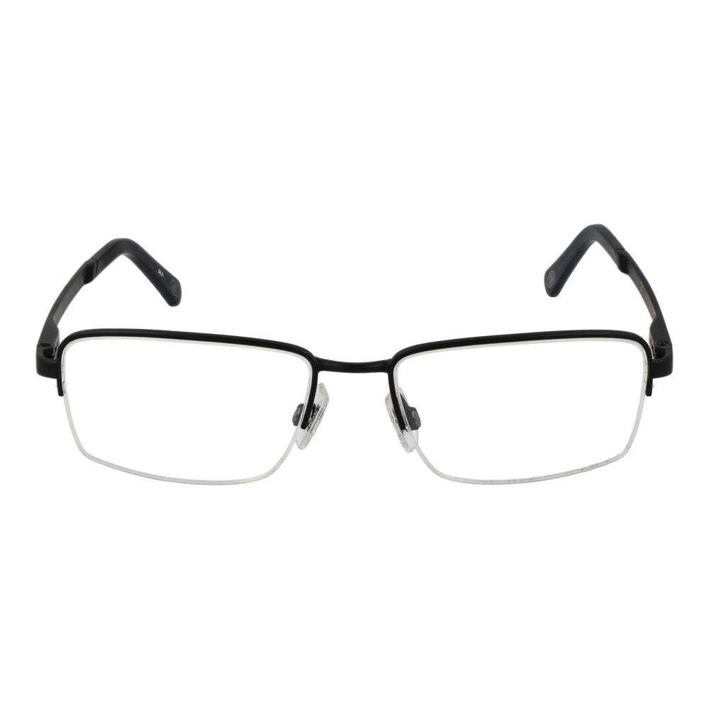 Land Rover Black Men Glasses Frame, stainless steel half-rim with demo lenses, 100% UVA & UVB protection, browline style.