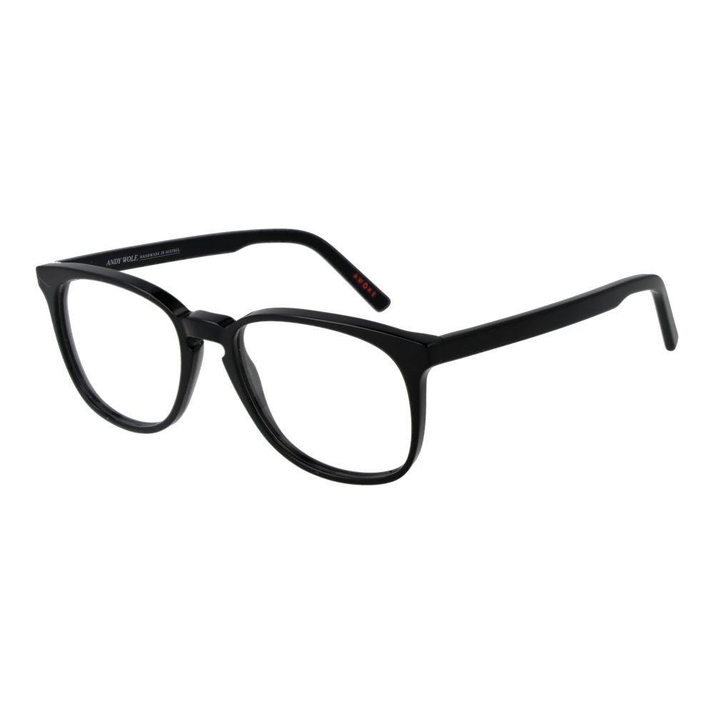Andy Wolf Black Unisex Glasses Frame full-rim acetate with demo lenses, black color, panto style, dimensions: 52x42mm lenses, 17mm bridge, 145mm temples.