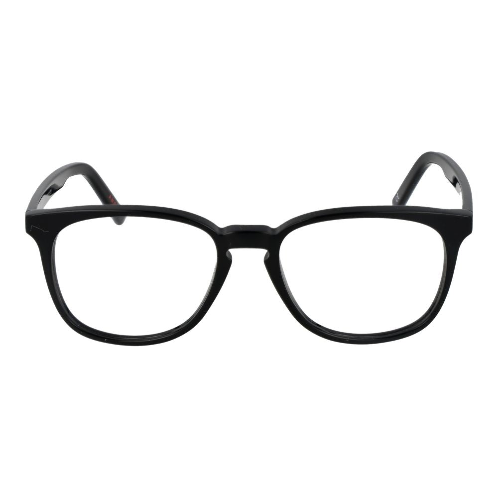Andy Wolf Black Unisex Glasses Frame, full-rim acetate, demo lenses, perfect Panto style with branded case, 52mm width lenses, classic black.