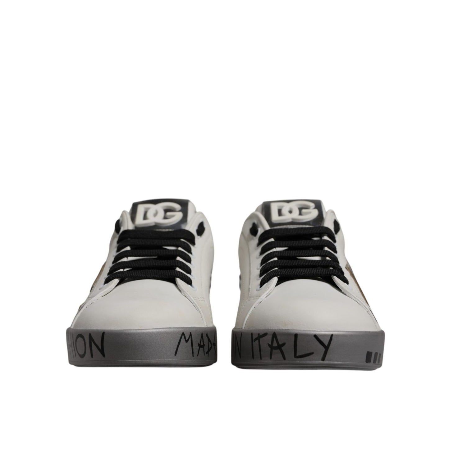 Dolce & Gabbana White Crystal Logo Portofino Sneakers Shoes