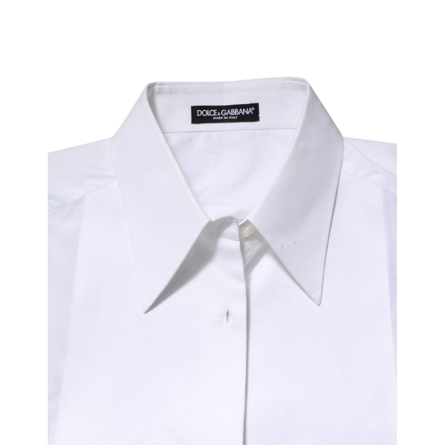 Dolce & Gabbana White Cotton Collared Long Sleeves Shirt Top