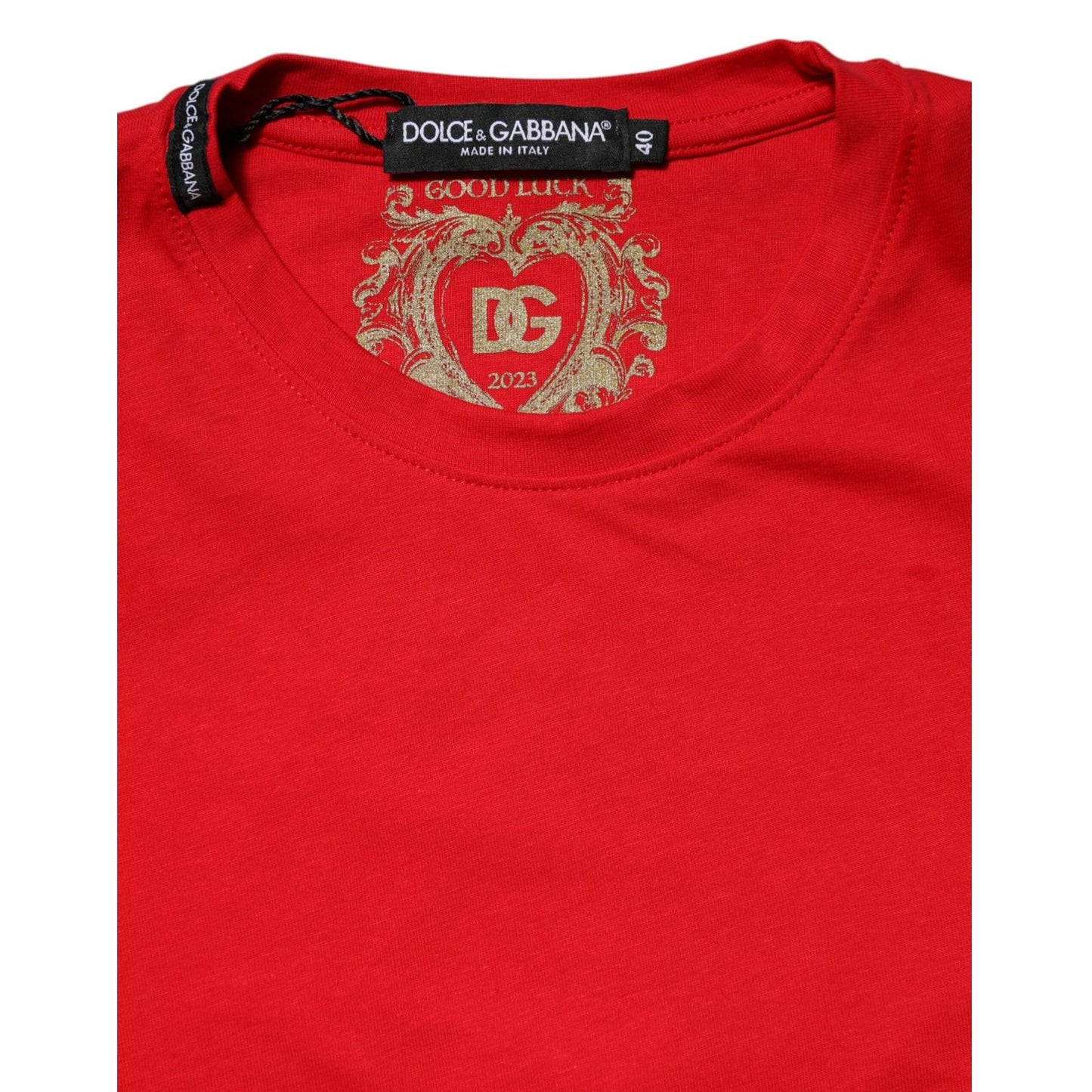 Dolce & Gabbana Red Plain Short Sleeves Crew Neck Top T-shirt