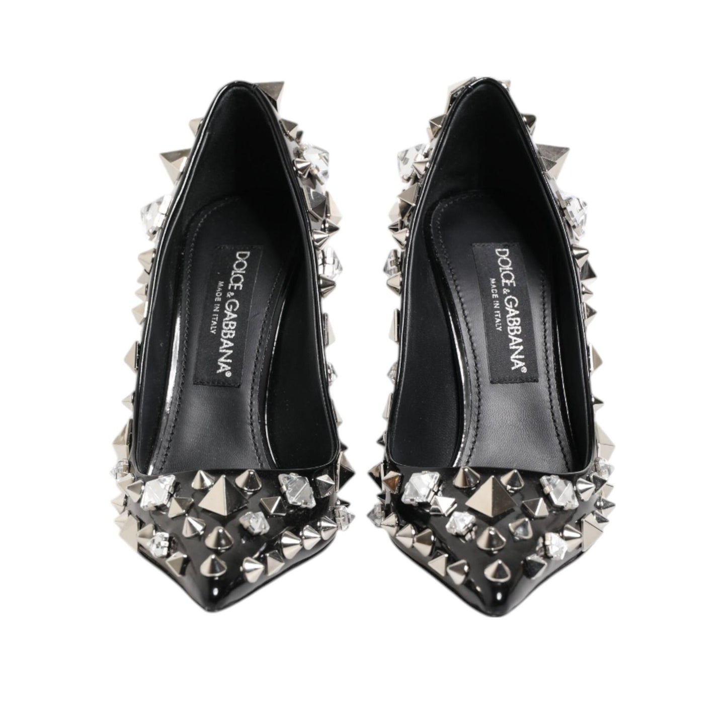 Dolce & Gabbana Black Crystals Studs Stiletto Pumps Shoes