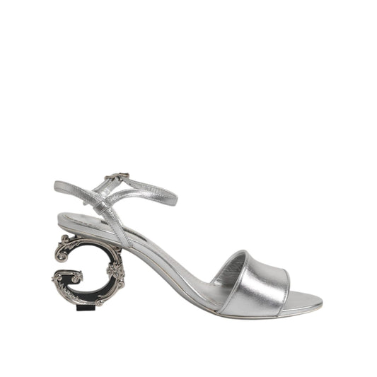 Dolce & Gabbana Silver KEIRA Heels Ankle Strap Sandals Shoes