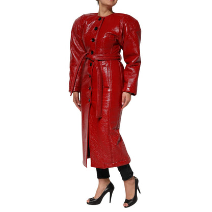 Dolce & Gabbana Red Wool Single Breasted Trench Coat Jacket