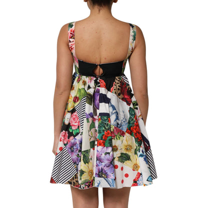 Dolce & Gabbana Multicolor Patchwork Cotton AlineMini Dress