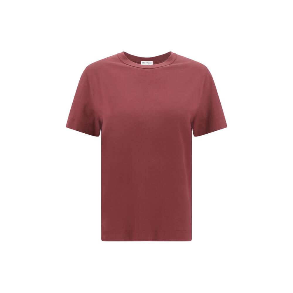 Brunello Cucinelli Bordeaux Cotton T-Shirt