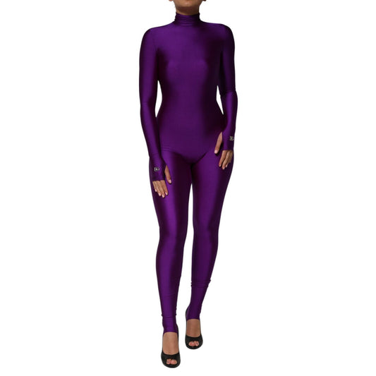 Dolce & Gabbana Purple Nylon Turtleneck Bodycon Jumpsuit Dress DR81789-40