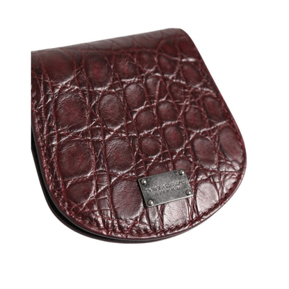 Dolce & Gabbana Burgundy Exotic Skin Coin Condom Case Holder Pocket Wallet