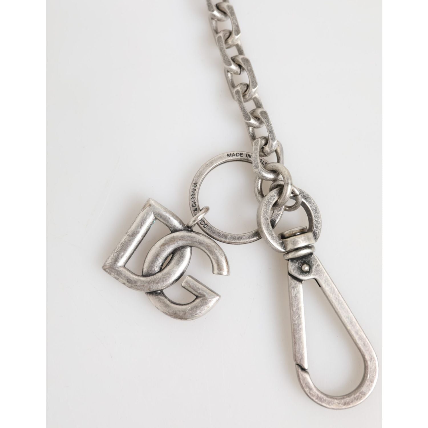 Dolce & Gabbana Silver Tone Brass DG Logo Detailing Chain Men Necklace
