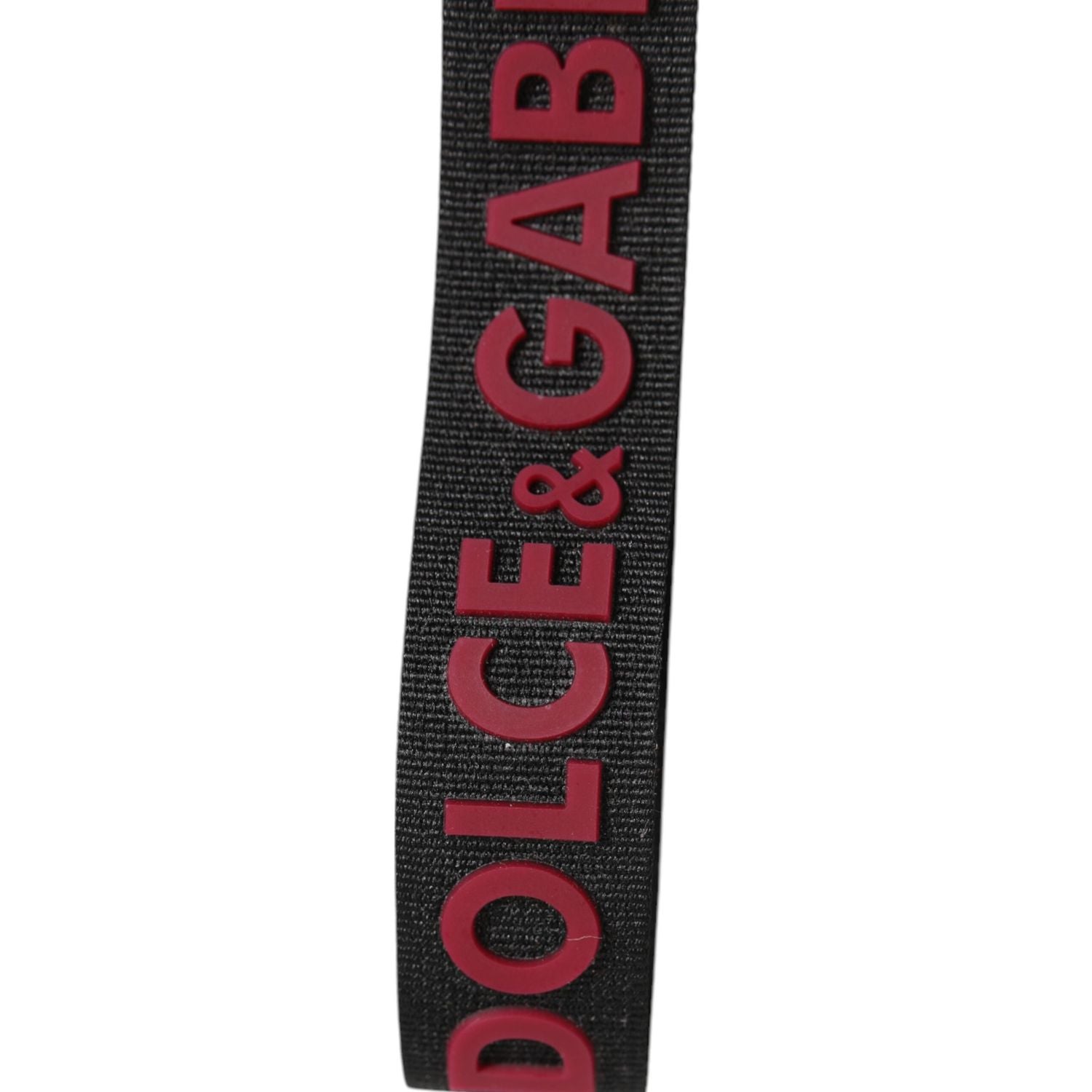 Dolce & Gabbana Black Red DG Logo Polyester Silver Men Keychain Keyring