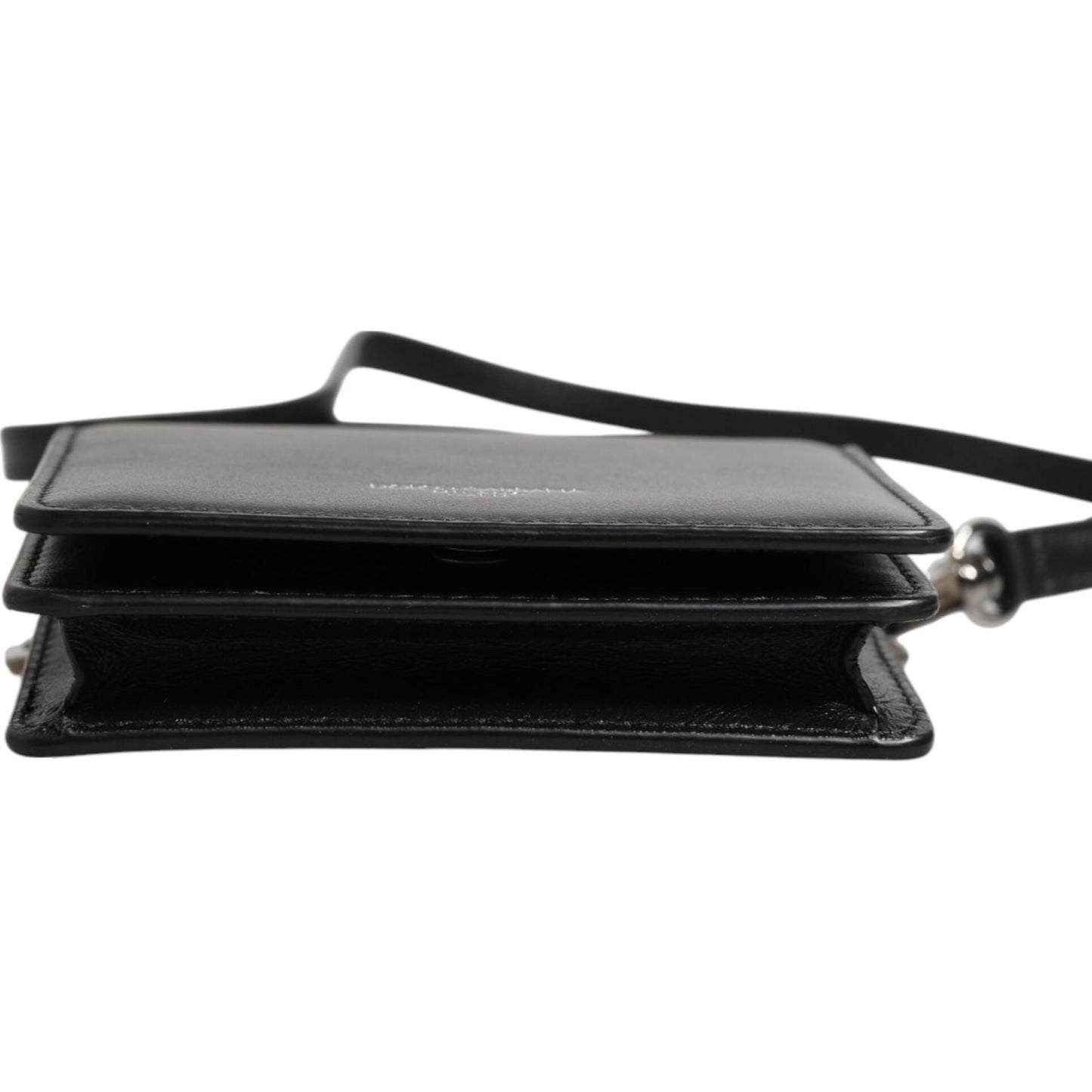 Dolce & Gabbana Black Leather Bifold Card Holder Crossbody Men Borse Bag SMY11219