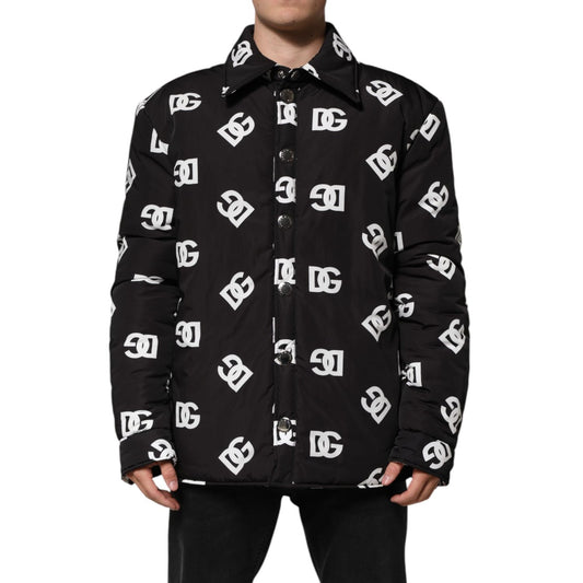 Dolce & Gabbana Black DG Monogram Nylon Windbreaker Jacket
