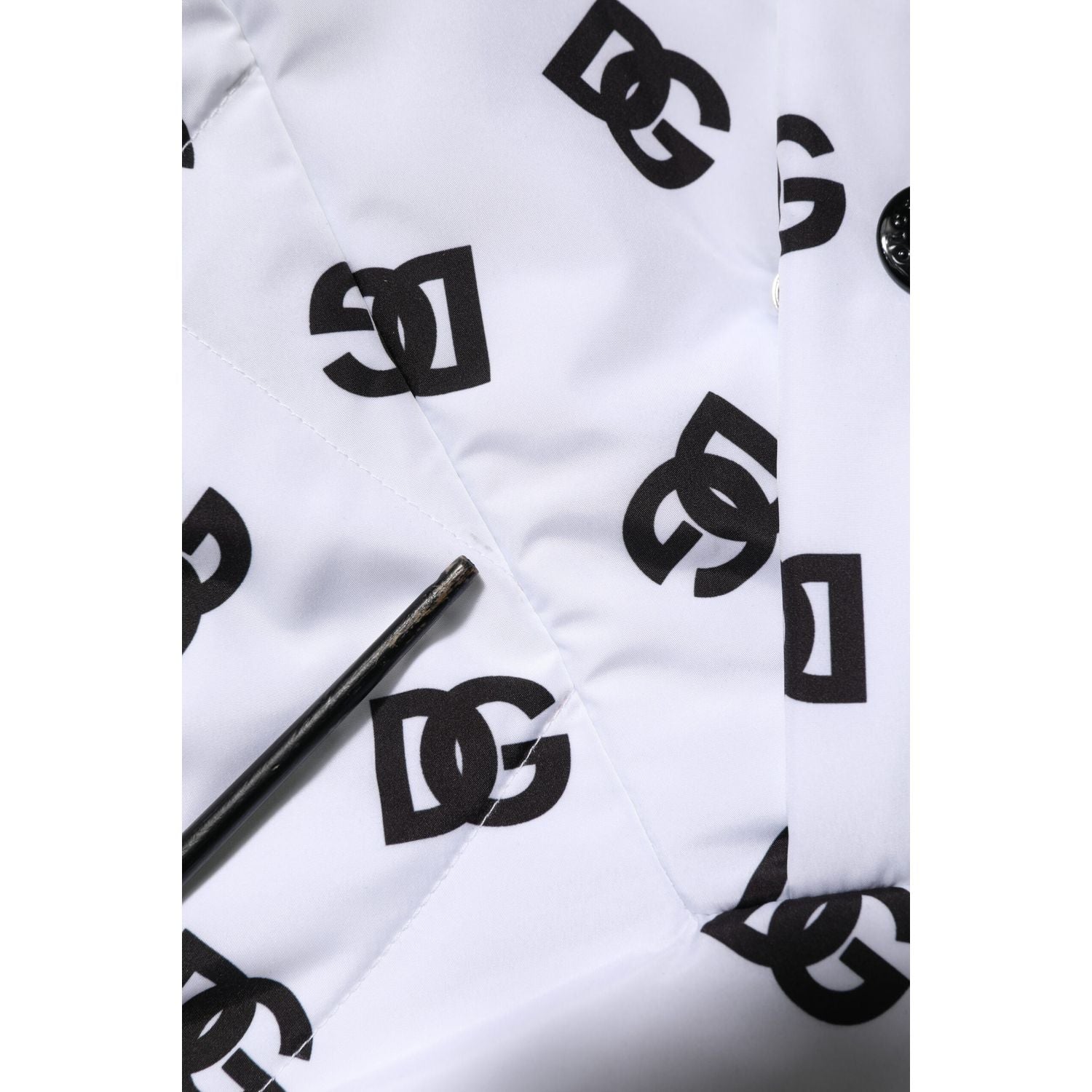 Dolce & Gabbana White DG Monogram Hooded Quilted Jacket