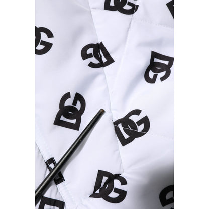 Dolce & Gabbana White DG Monogram Hooded Quilted Jacket