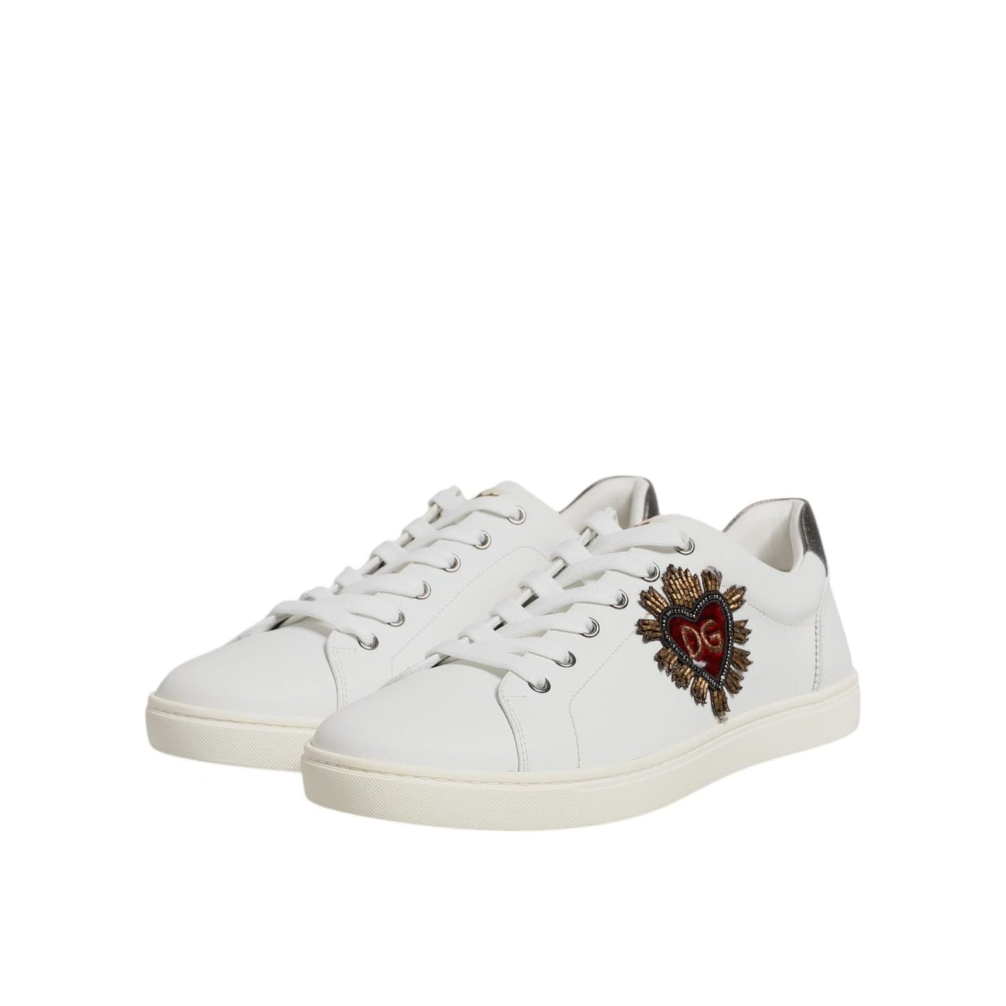 Dolce & Gabbana White Sacred Heart Men Low Top Sneakers Shoes MV8094-39