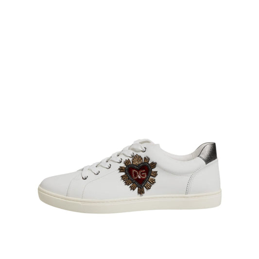 Dolce & Gabbana White Sacred Heart Men Low Top Sneakers Shoes MV8094-39