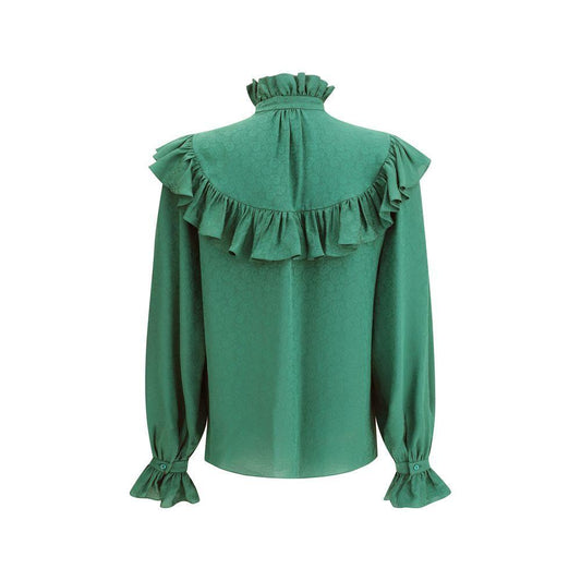 Saint Laurent Silk Blouse with ruffles SA-831783Y143U3120-IT40 | M