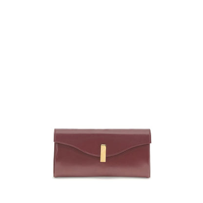 Giuseppe Zanotti Brown Leather Clutch Bag with gold-tone chain and logoed metal closure.