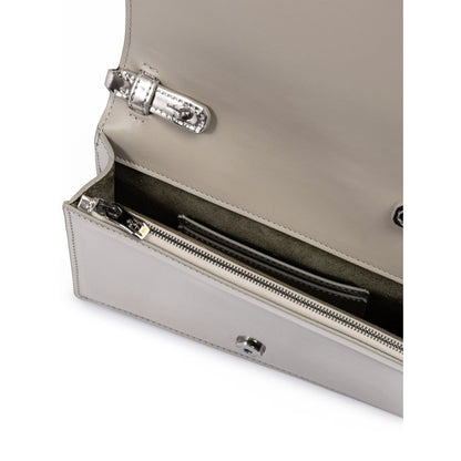 Ferrari Metal Silver GT patent leather bag with chain