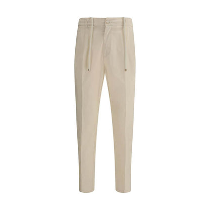 Cruna Beige Cotton Casual Pants