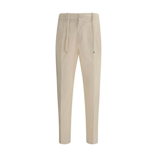Cruna Beige Cotton Casual Pants