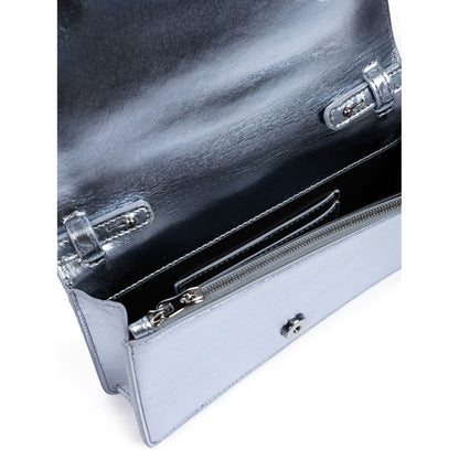 Ferrari Metal light blue GT patent leather bag with chain