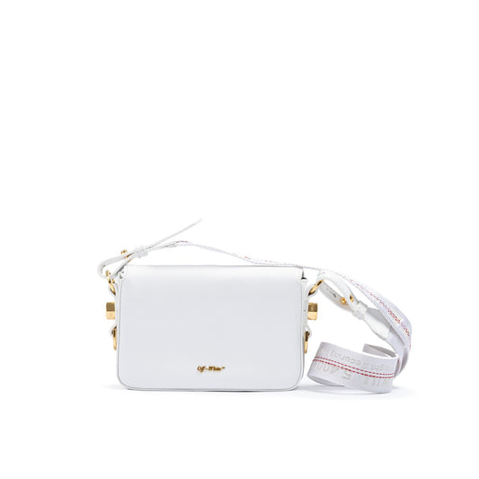 Off-White White/Gold Metallic Stripe Mini Crossbody Bag