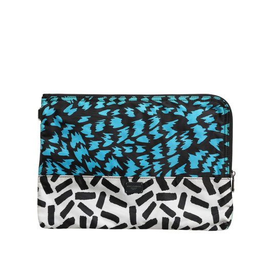 Dolce & Gabbana Multicolor Printed Nylon Logo Plaque Men Clutch Pouch Bag