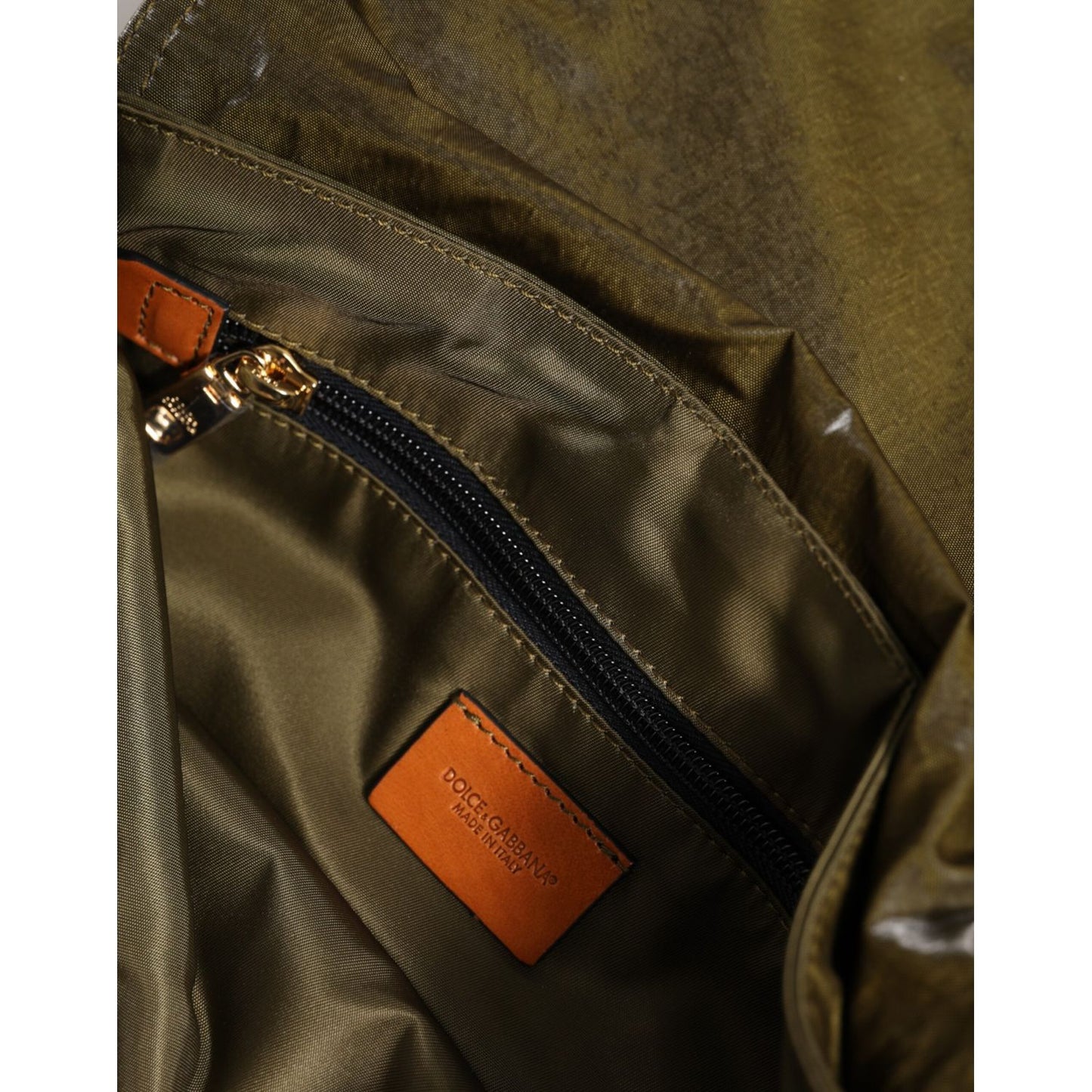 Dolce & Gabbana Dark Green Nylon Logo Plaque Shoulder Strap Borse Bag
