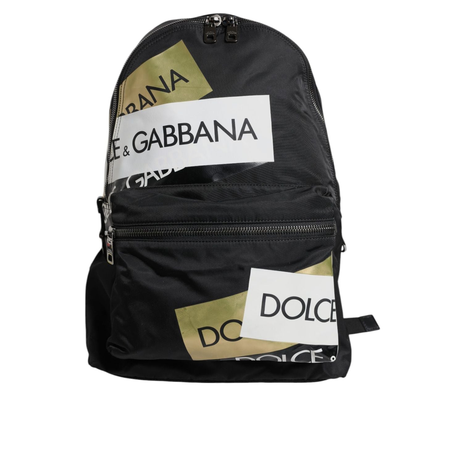 Dolce & Gabbana Black Logo Tape Polyamide School Travel Backpack Men Bag