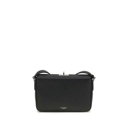 Dolce & Gabbana Black Calf Leather Bos Taurus Shoulder Bag