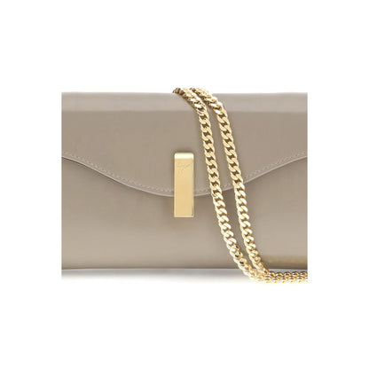 Giuseppe Zanotti Beige Leather Clutch Bag with gold-tone chain and logoed metal closure