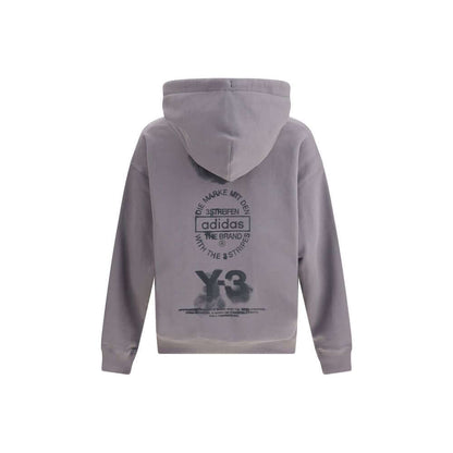 Y-3 Gray Cotton Sweatshirt with stacked logo and graphic back design, urban style, regular fit, made from soft cotton, AW25 collection