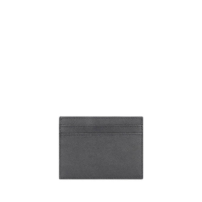 Saint Laurent Gray Calf Leather Bos Taurus Wallet with card slots and embossed logo, AW25, 100% leather.