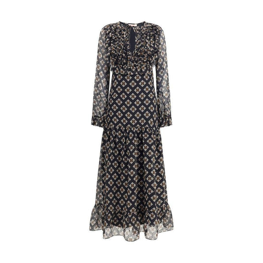 Kristina Ti Silk long Dress with rouches