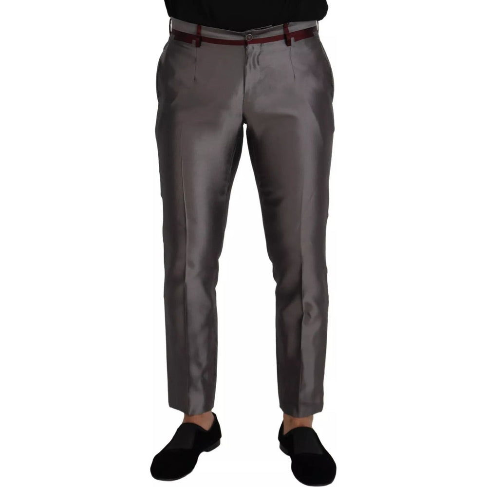 Dolce & Gabbana Gray Silk Metallic Men Dress Trouser Pants PAN73329-48