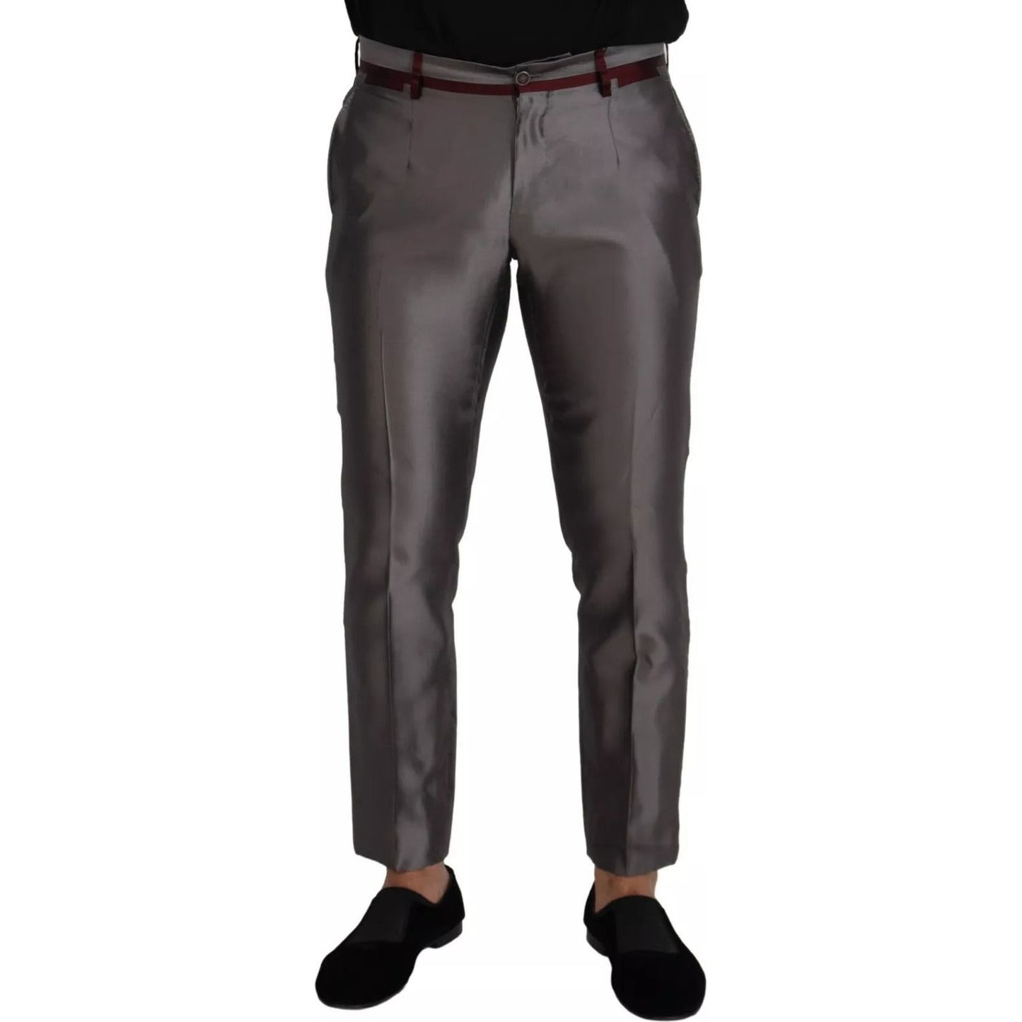 Dolce & Gabbana Gray Silk Metallic Men Dress Trouser Pants PAN73329-48
