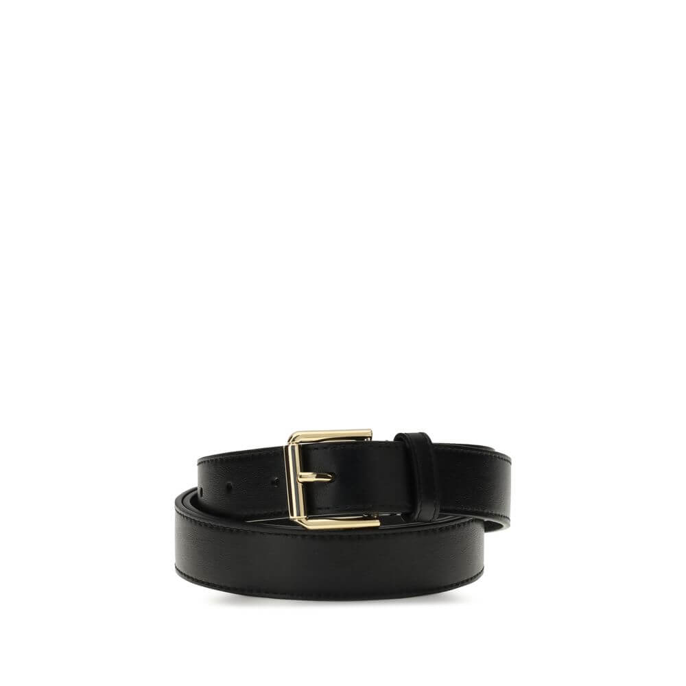 Givenchy Black Calf Leather Bos Taurus Regular Belt with gold metal details and engraved logo, enhancing modern elegance for AW25.