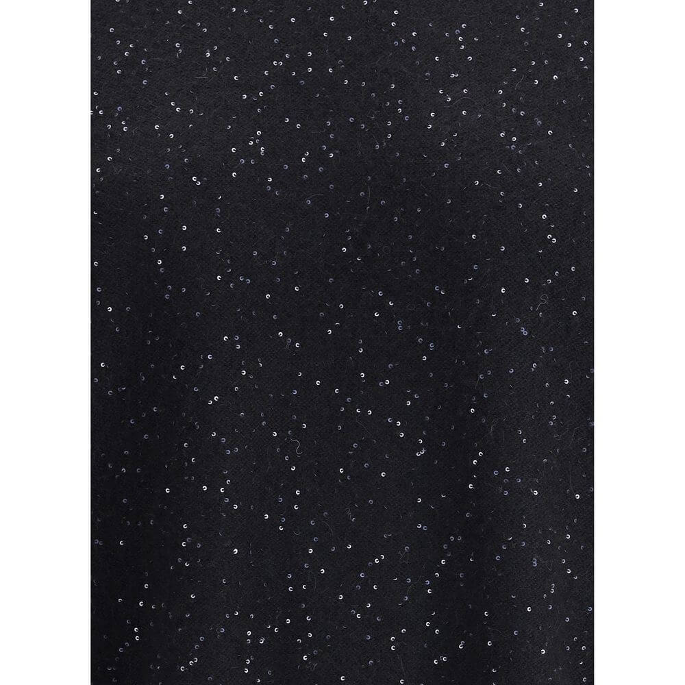 Close-up of Fabiana Filippi Black Fleece Wool Sweatshirt with sequin detail